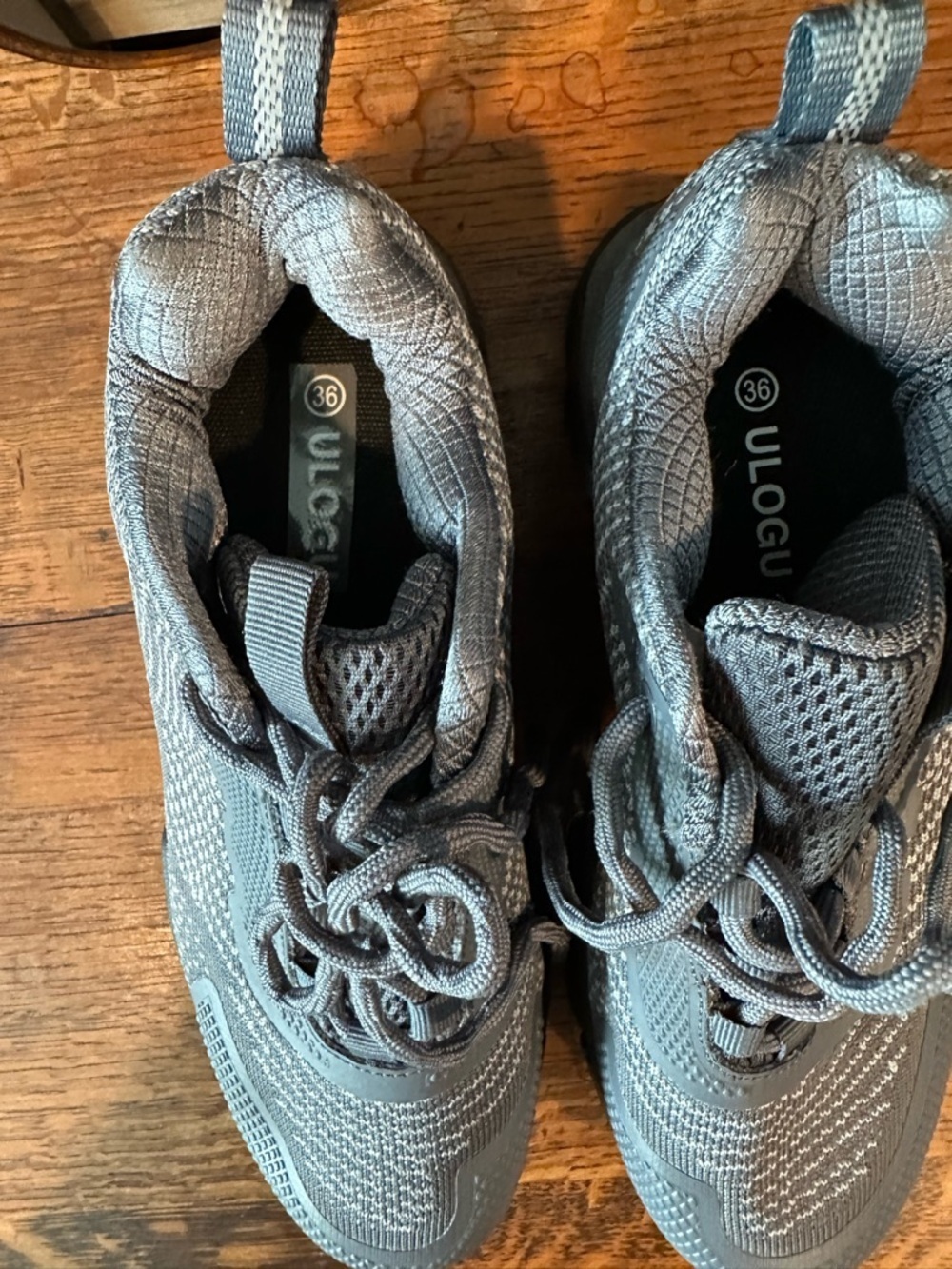 Woman's Knit Athletic Sneakers in Charcoal Gray - Picture 3 of 8